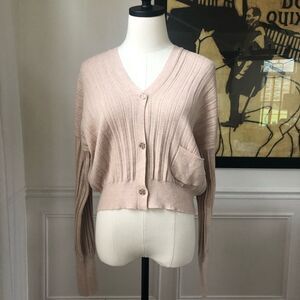 Lavender Sketch Cropped Wide Rib Cardigan M